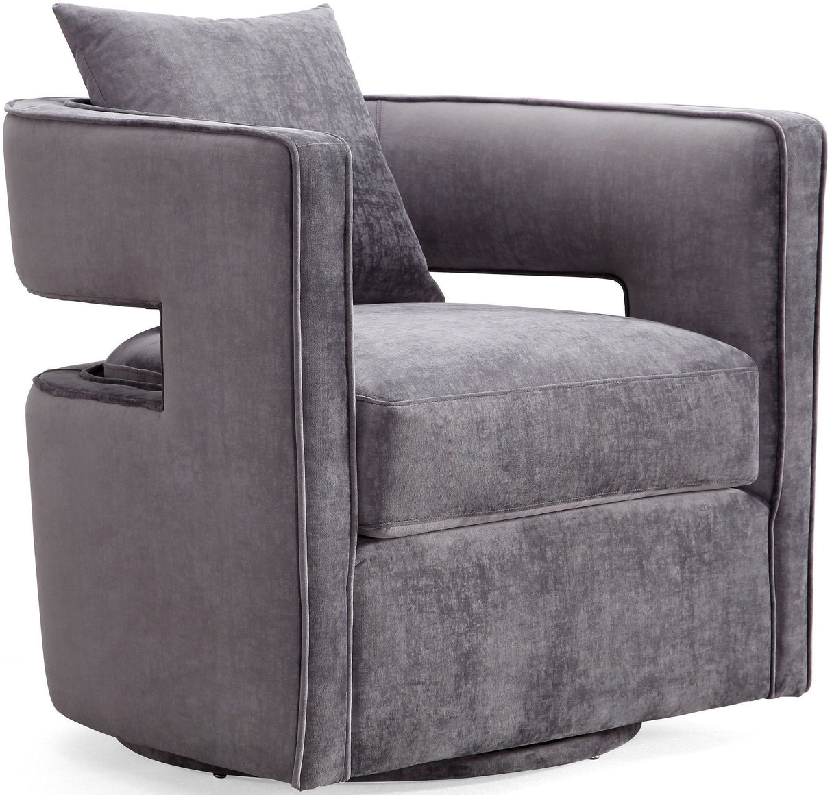 Kennedy Grey Textured Velvet Swivel Chair