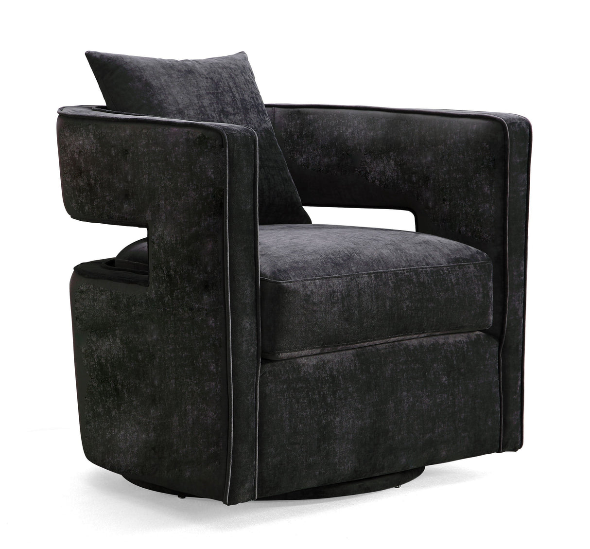 Kennedy Black Textured Velvet Swivel Chair