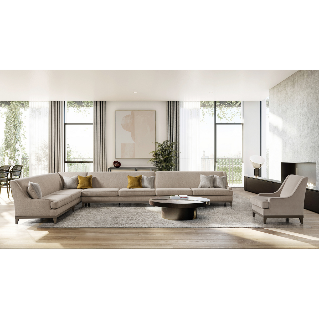 Classy By Noha Albabtain Sectional LAF3+AL+RAF2 + Accent Chair