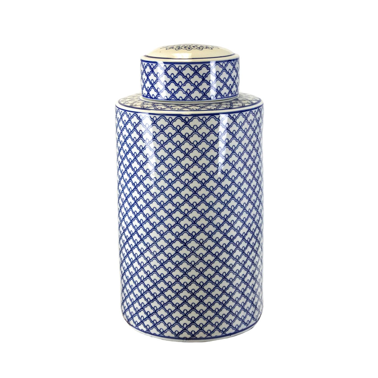 Decorative Covered Jar, Blue/White