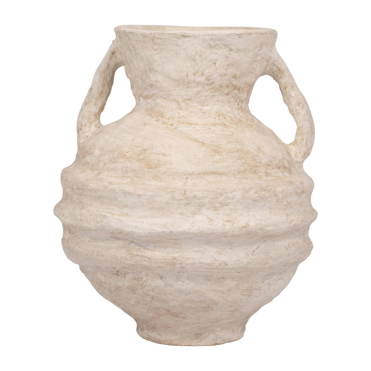 PAPER MACHE, 15" VASE WITH HANDLES, WHITE