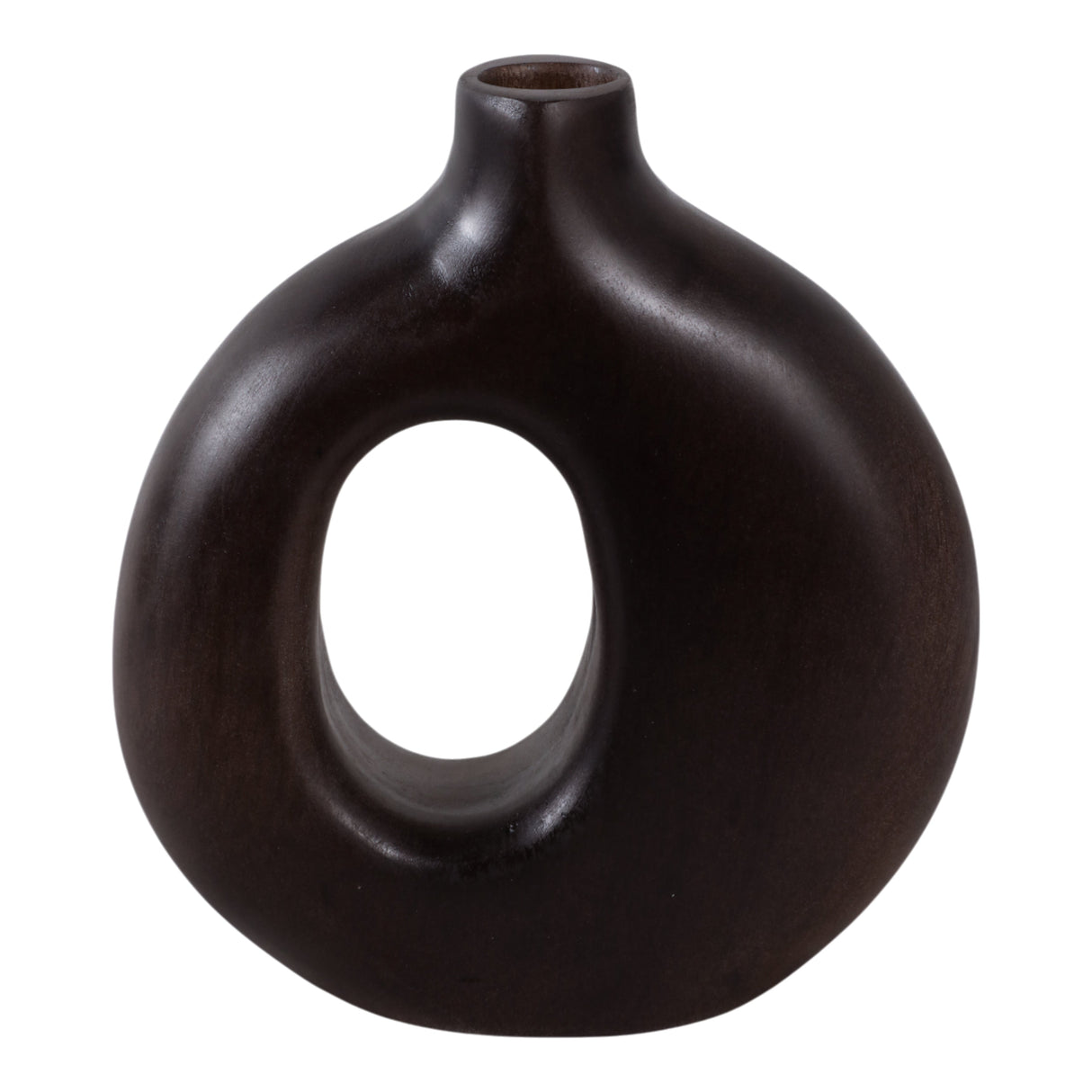 7x7" Cut-out Wood Vase, Dark Brown