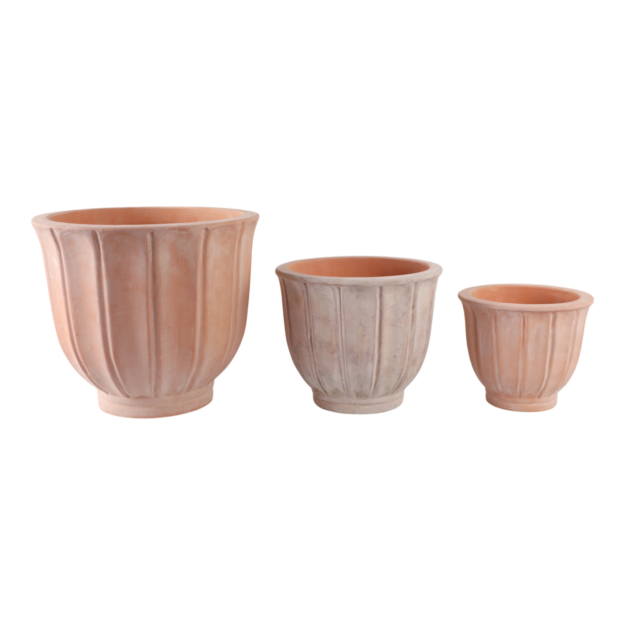 S/3 9/12/15" Terracotta Petal Planters, Natural