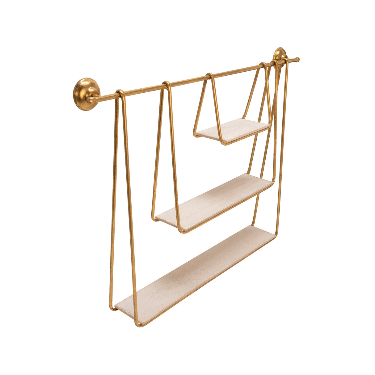 METAL/WOOD 29" 3-TIER HANGING WALL SHELF, WHITE