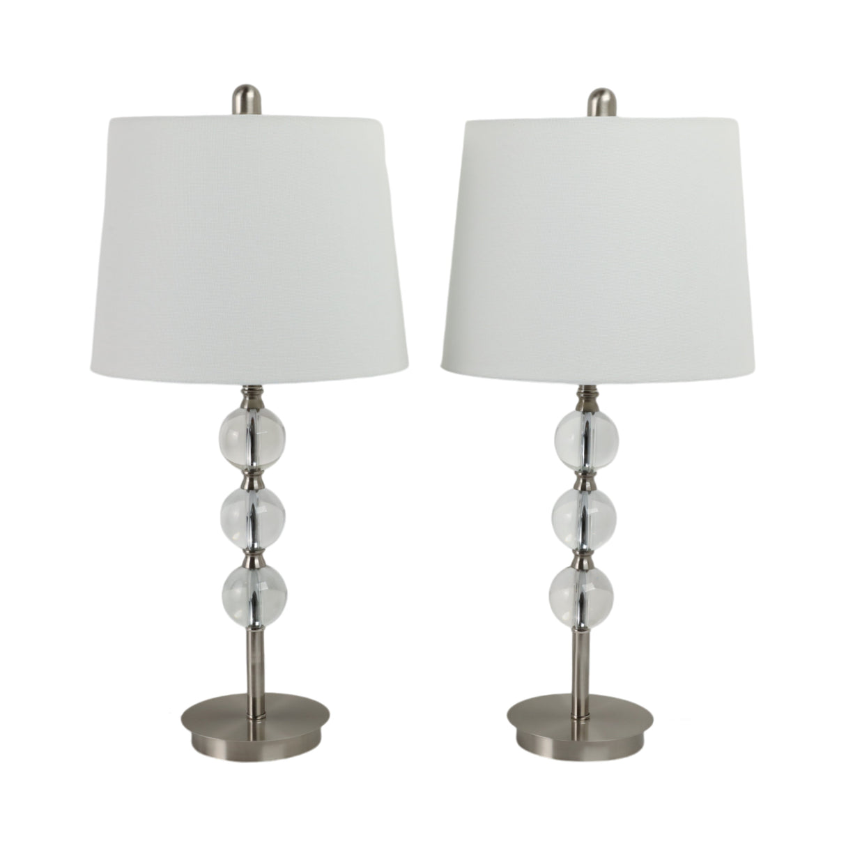 S/2, Crystal 27" Table Lamps, Silver