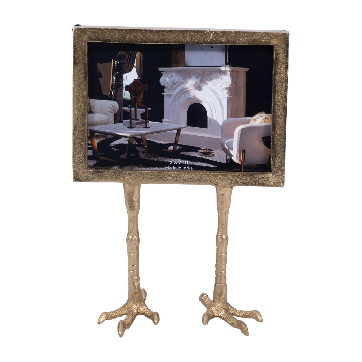 Metal, 5x7 Bird Feet Photo Frame, Gold