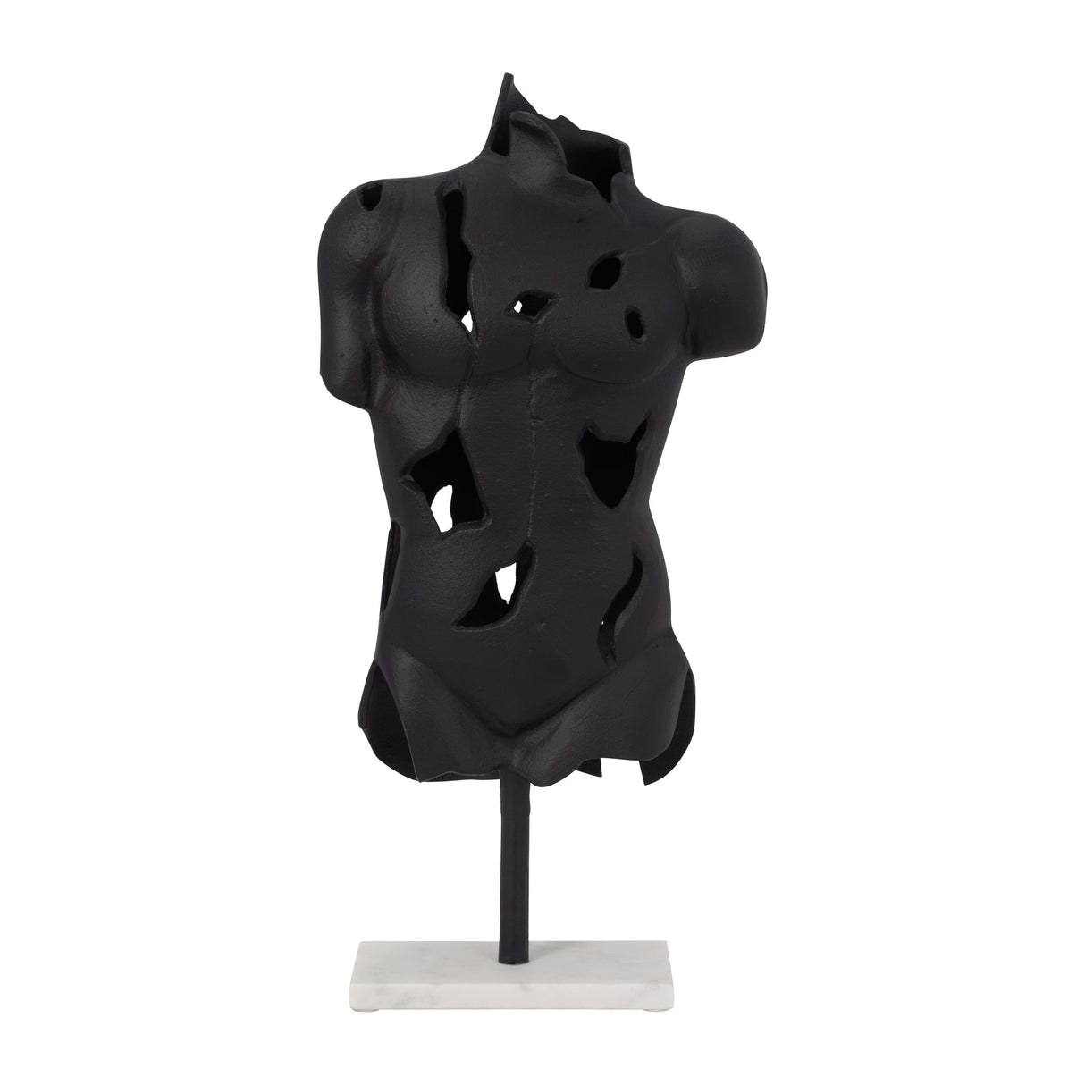 METAL, 23" CRACKED BUST ON STAND, BLACK