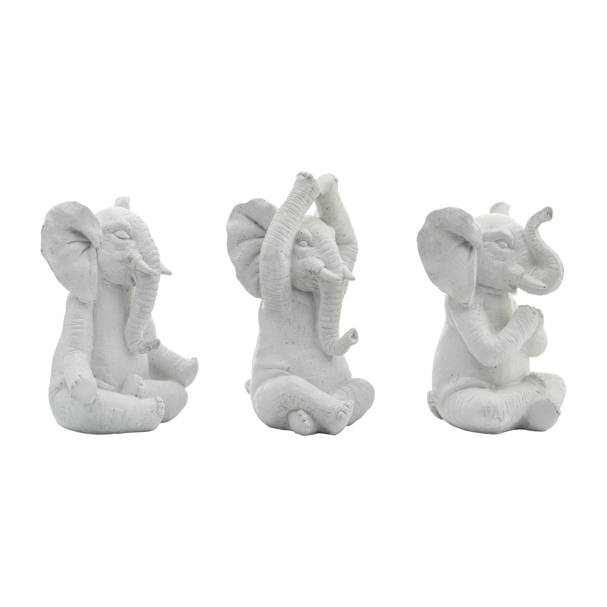 RESIN, S/3, 8"H, YOGA ELEPHANTS, WT
