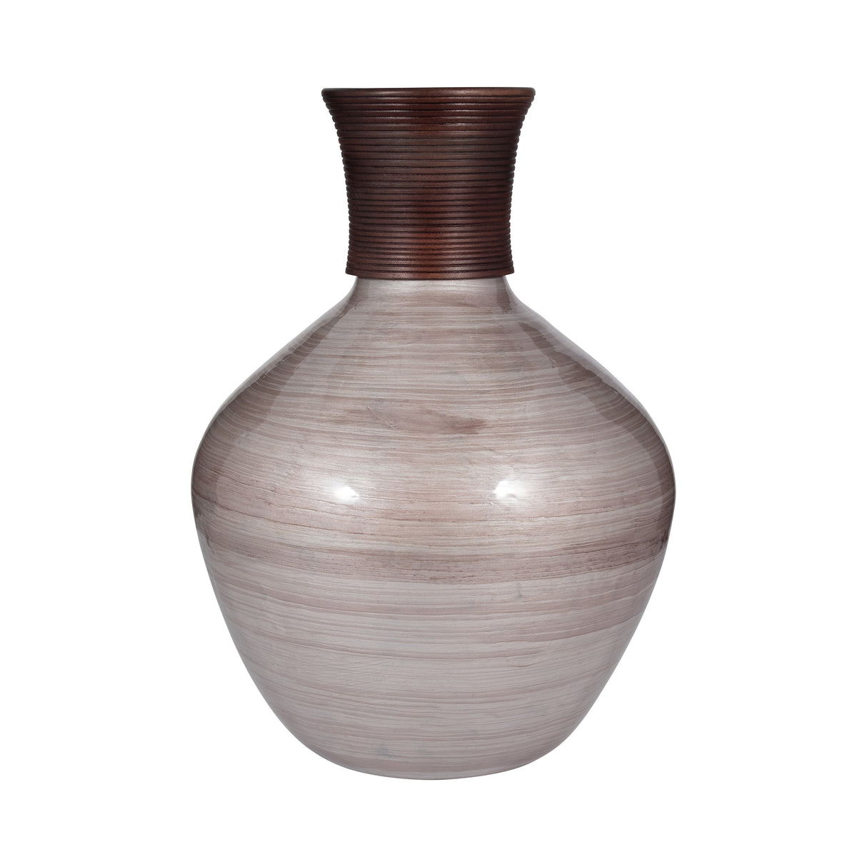 GLASS, 22" WOODEN TOP VASE, BLUSH