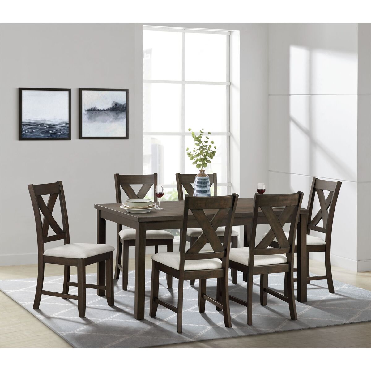 Alvin 60in 7PC Dining Set in Espresso