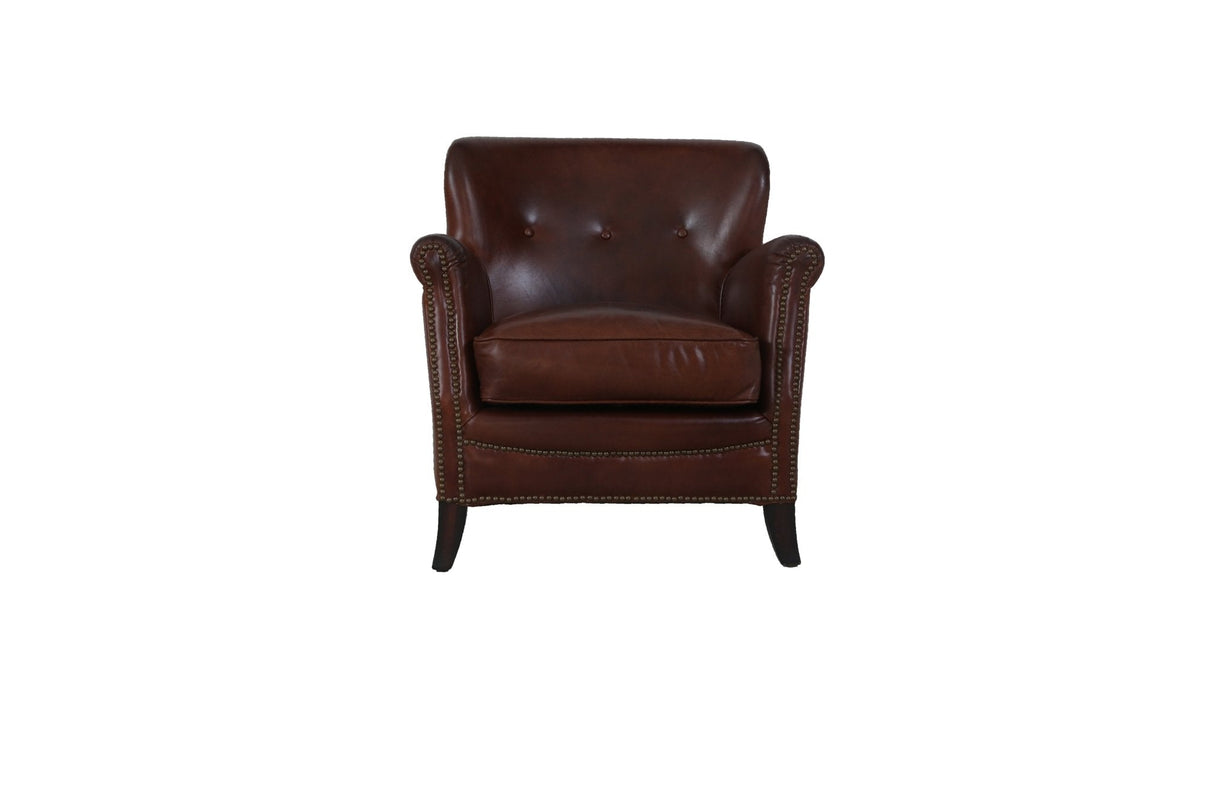 April Brown Leather Accent Chair