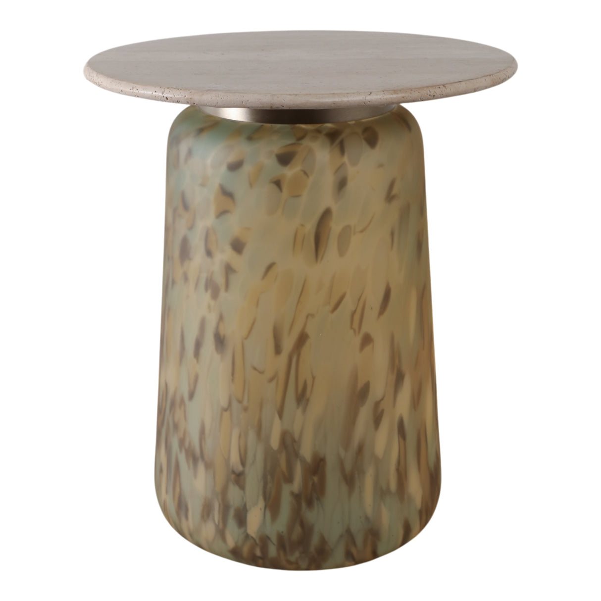 21" Madryn Short Art Table W/travertine Top, Green