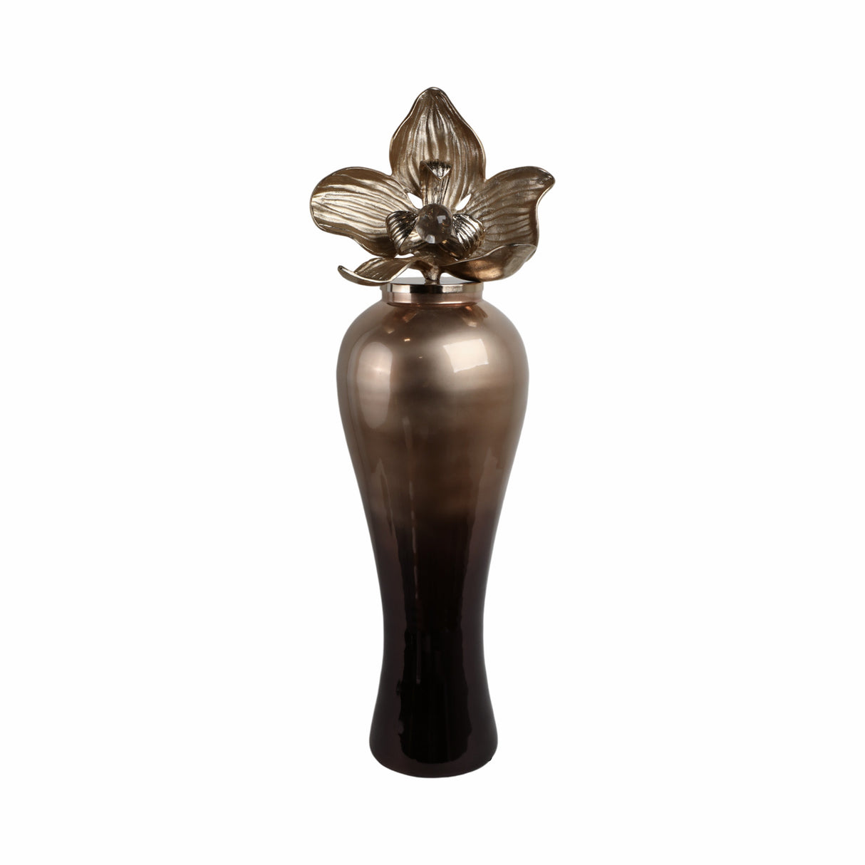 42"quincy Large Oversized Vase W/metal Flwer Toppr