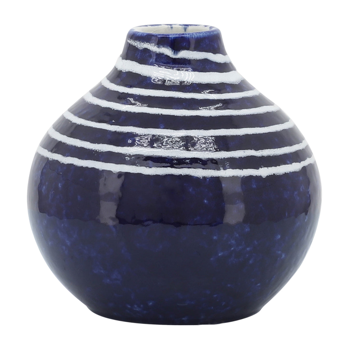 CER, 5"H PRIMEVAL VASE, BLUE