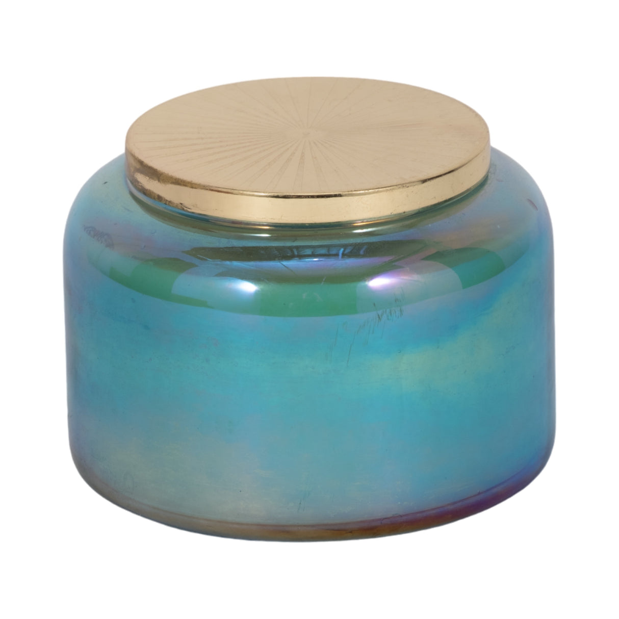 5" 23 Oz Jasmine Luster Lidded Candle, Blue/gol