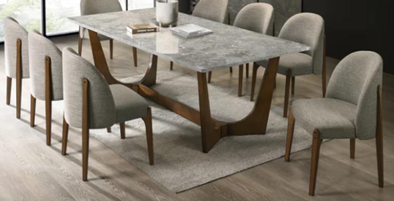 Morgans Grey Marble Dining Table 8 Seater SET