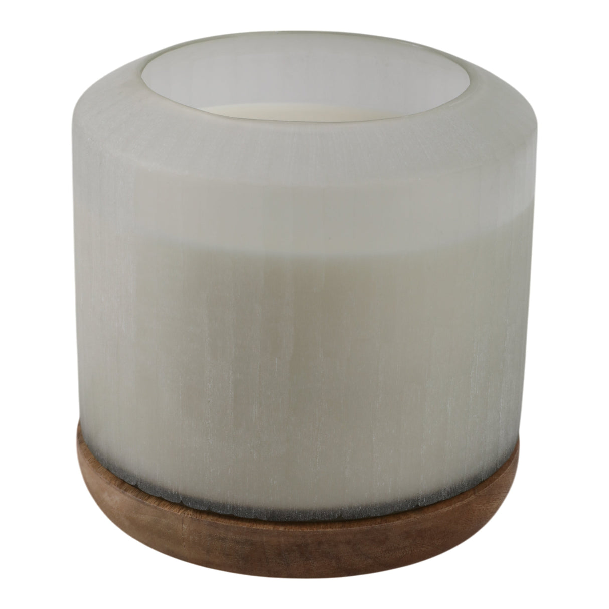 8x8" 105 Oz Starry Sky Wood Base Candle, White/nat