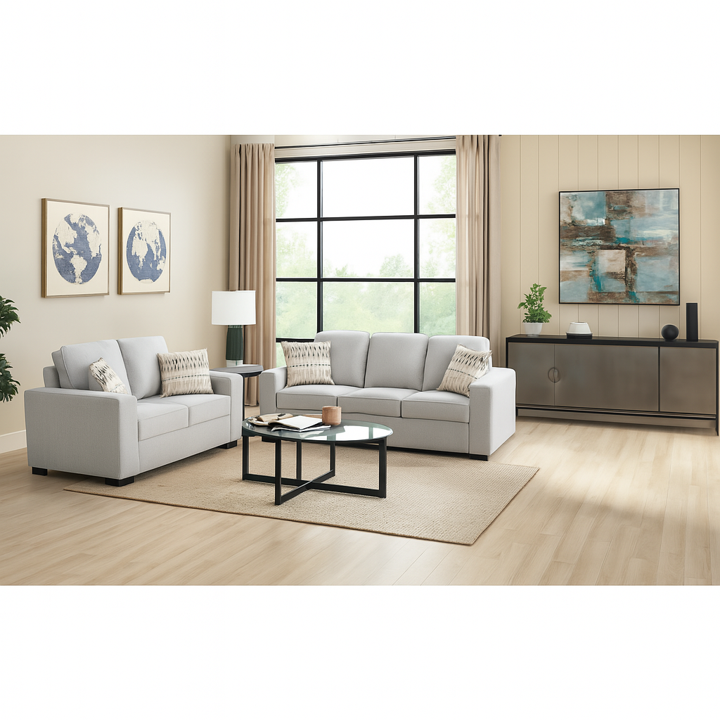 Confa Grey Living Room Set ( Sofa + Loveseat)
