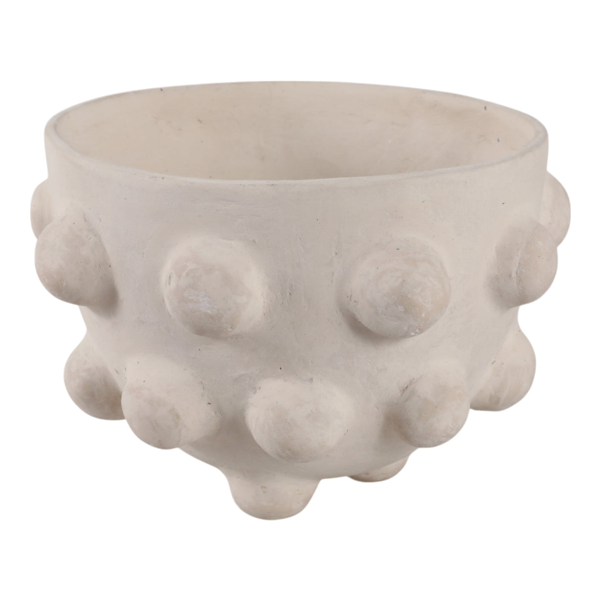 10x6" Large Hobnail Paper Mache Bowl, White