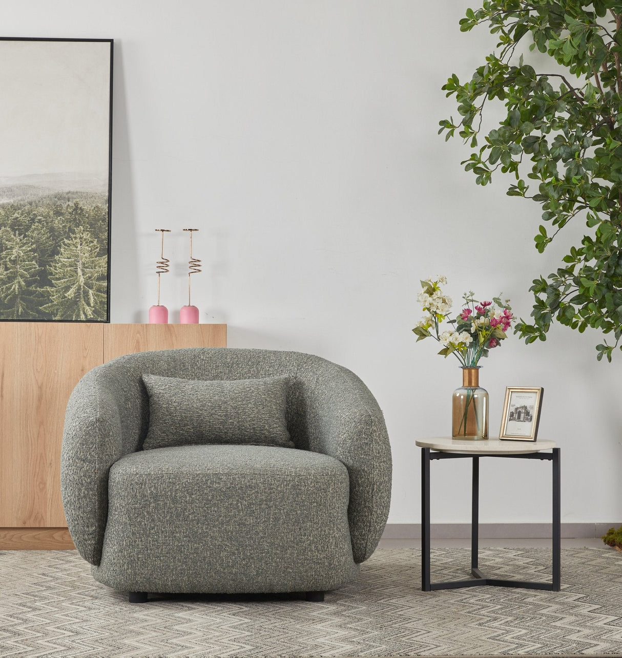 Barcelona dark grey Accent Chair   (102CM)