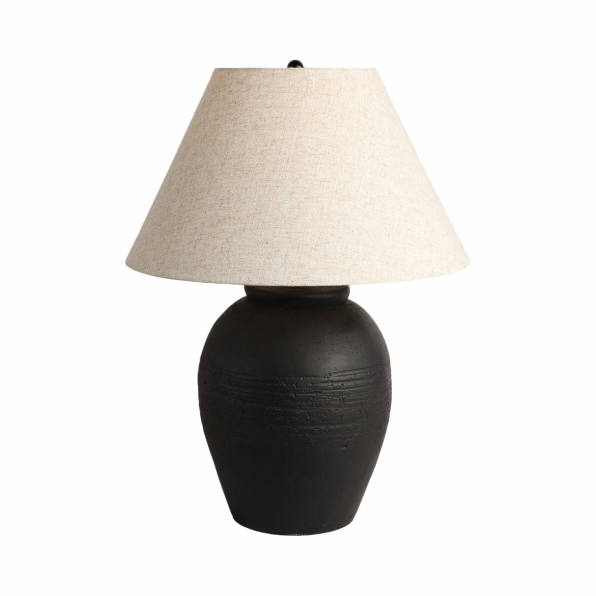 27" Artisan Jug Table Lamp Tapered Shade,blk/beige