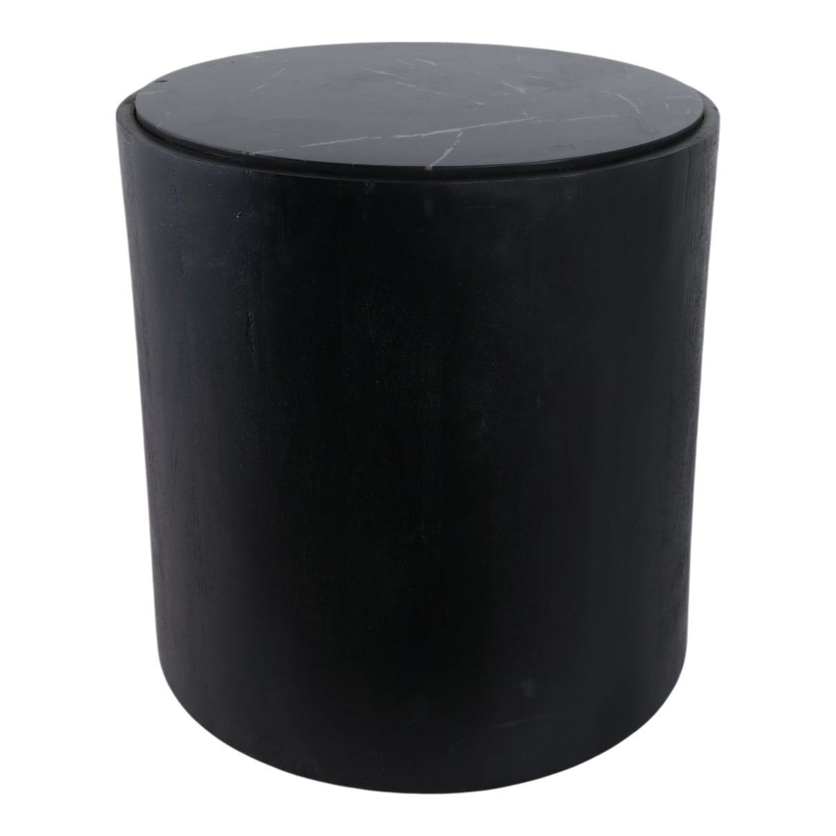 18x18 Marble Inlay Rnd Accent Table, Blk/wht
