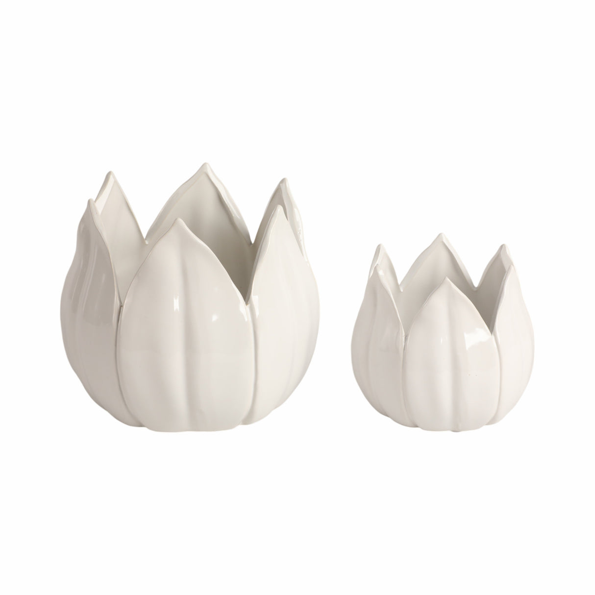 S/2 5/8" Petal Planters, White
