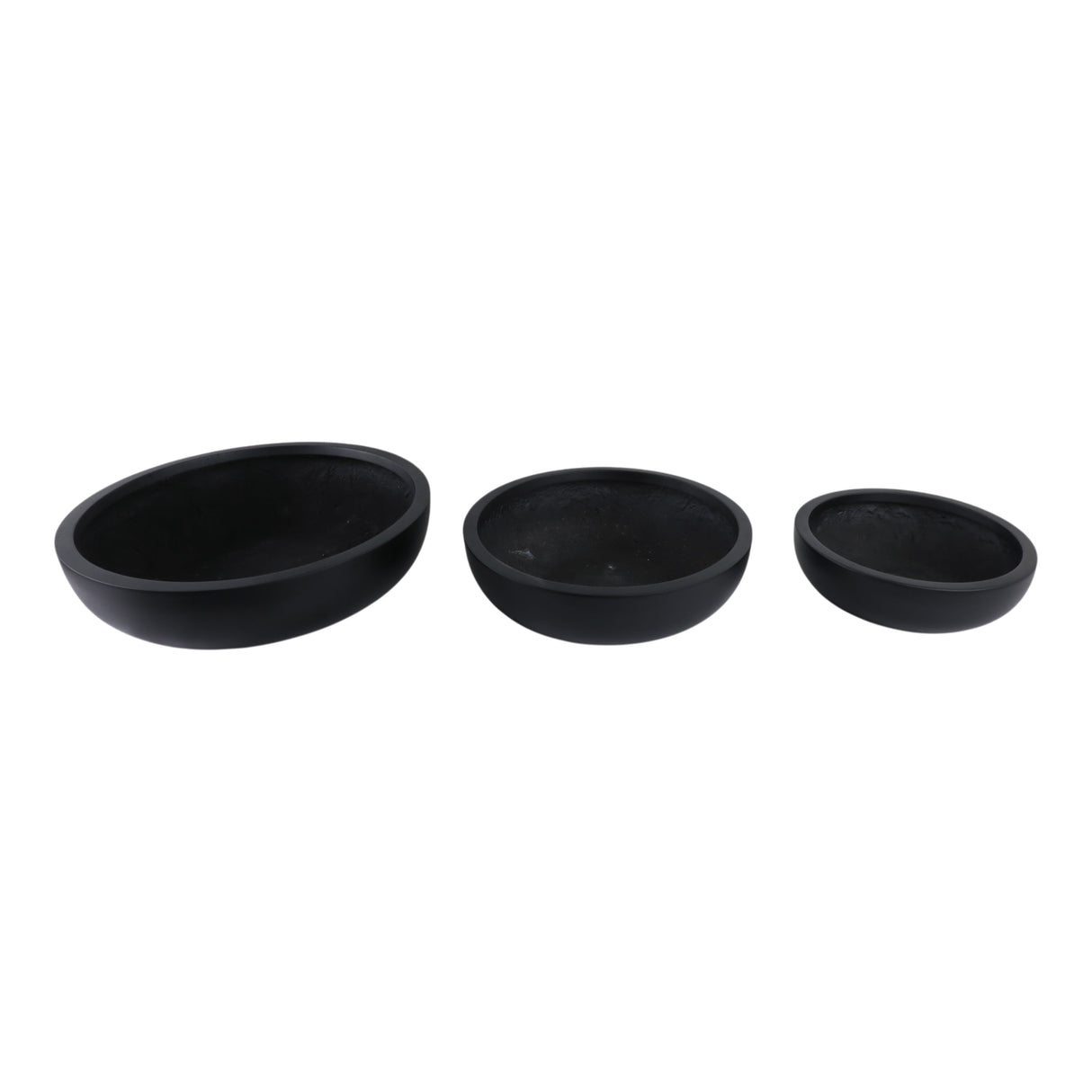 S/3 13/17/21" Low Bowl Planters, Black