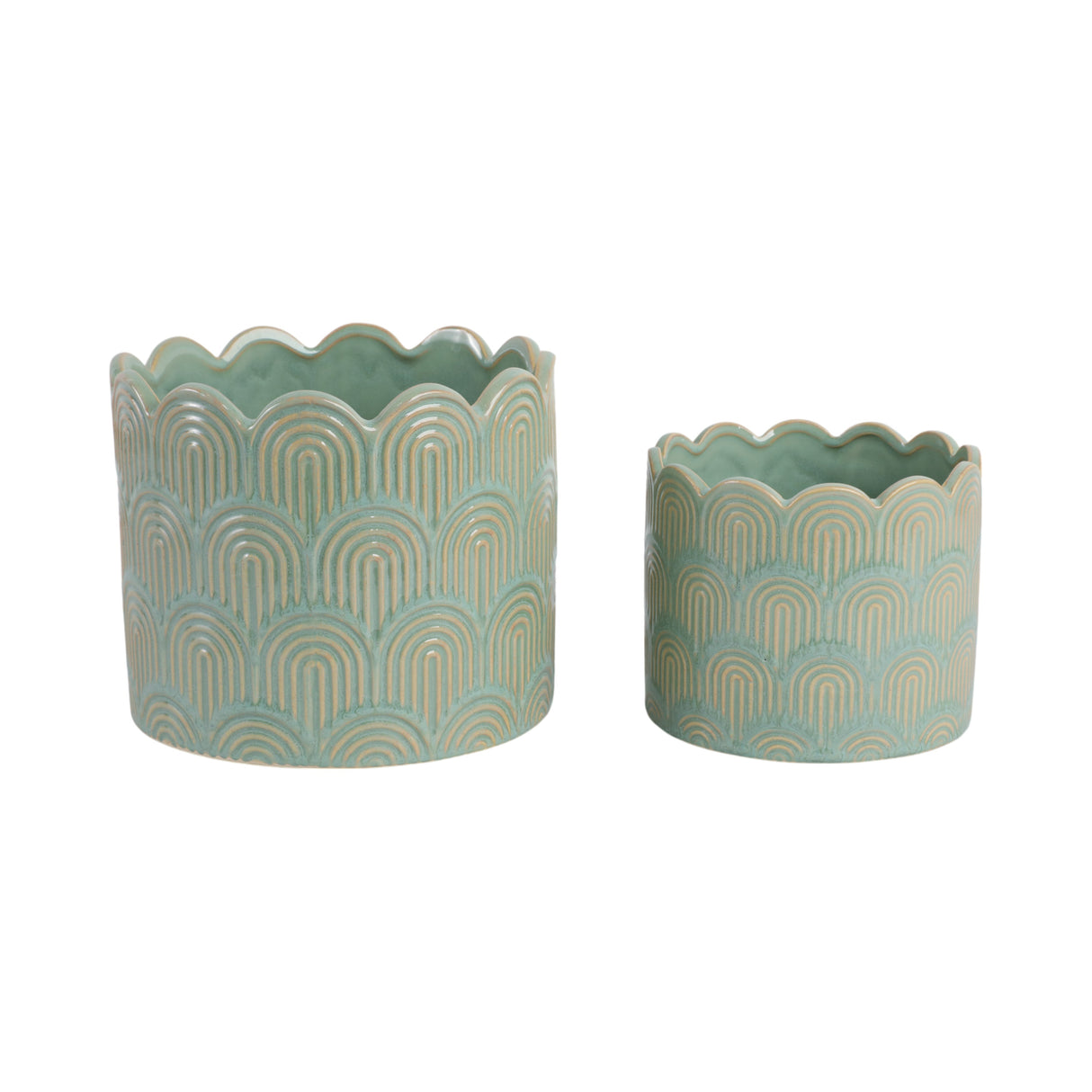 S/2 6/8" Arch Planters, Sage Green