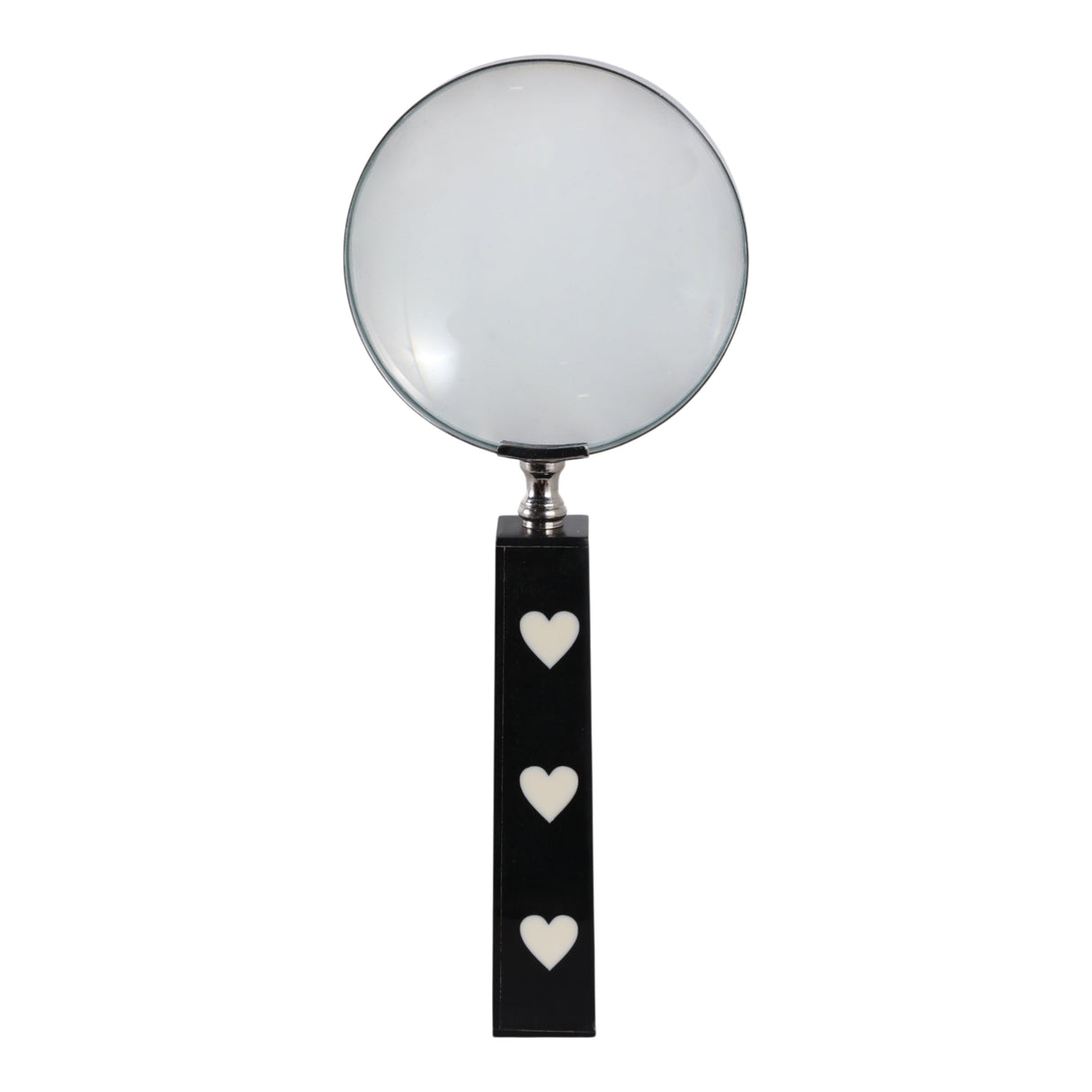 10x4" Hearts Handle Magnifying Glass, Black/white