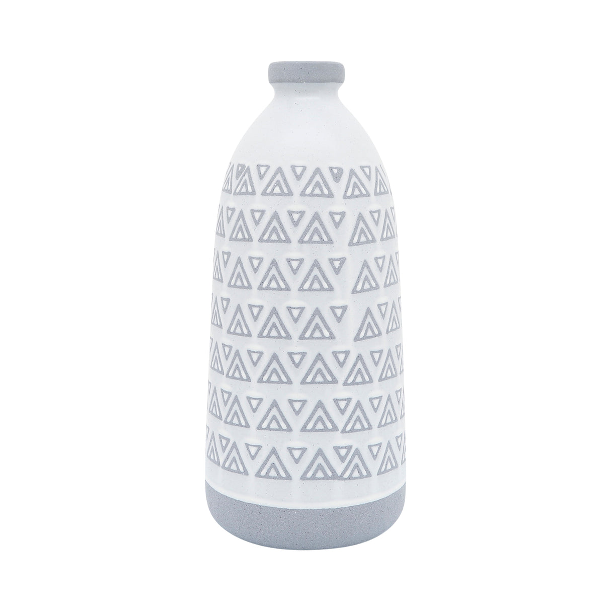 CER, 14"H AZTEC VASE, GRAY