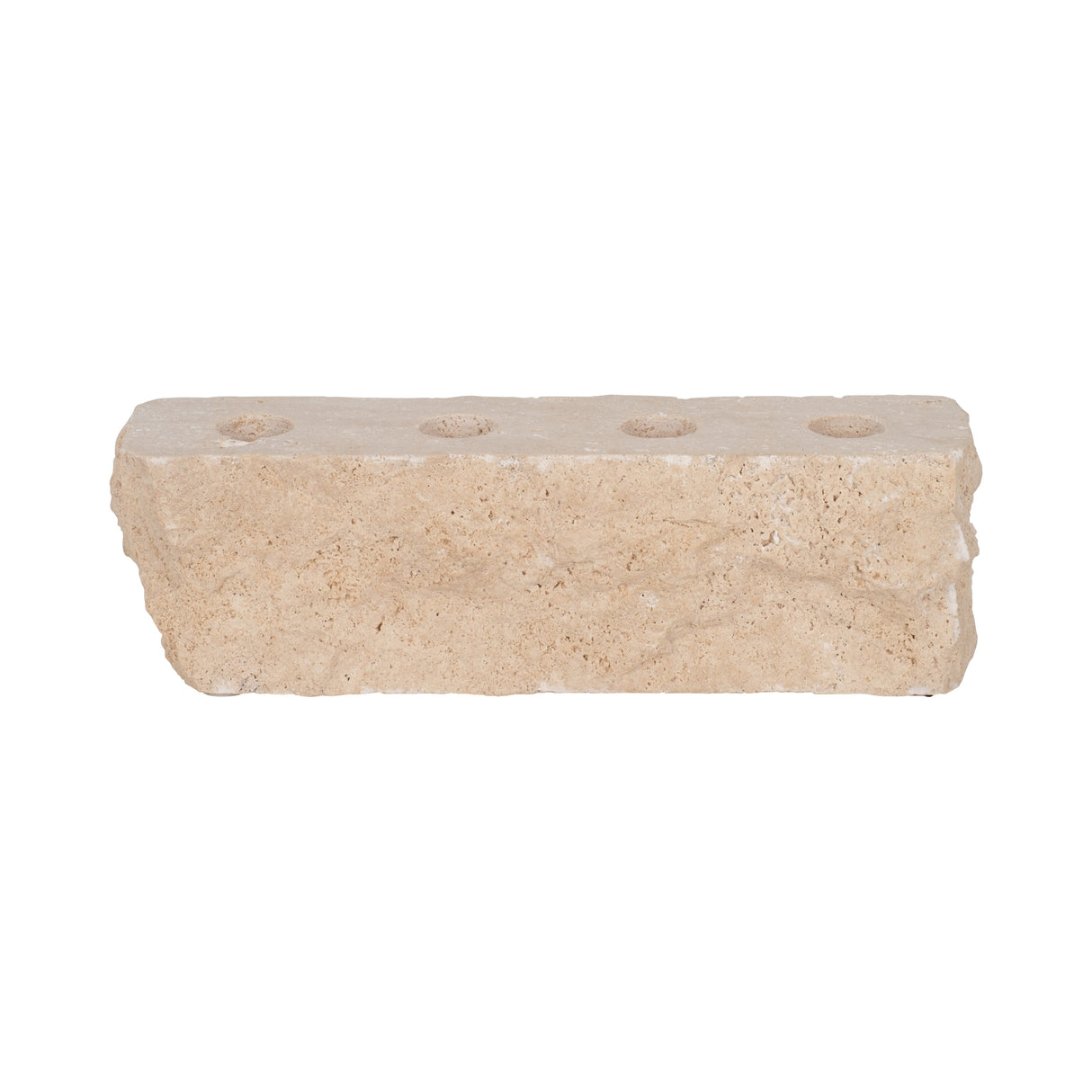 10" Live Edge Travertine 4-taper Candle Holder, Ta