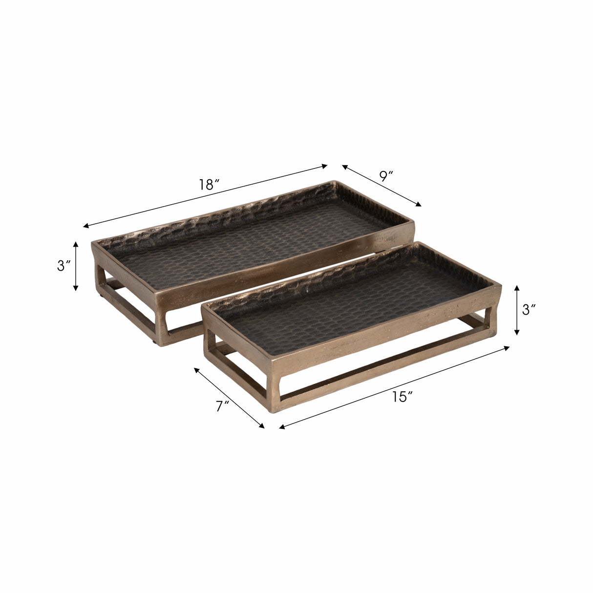 Metal, S/2 15/18" Relica Hammered Trays