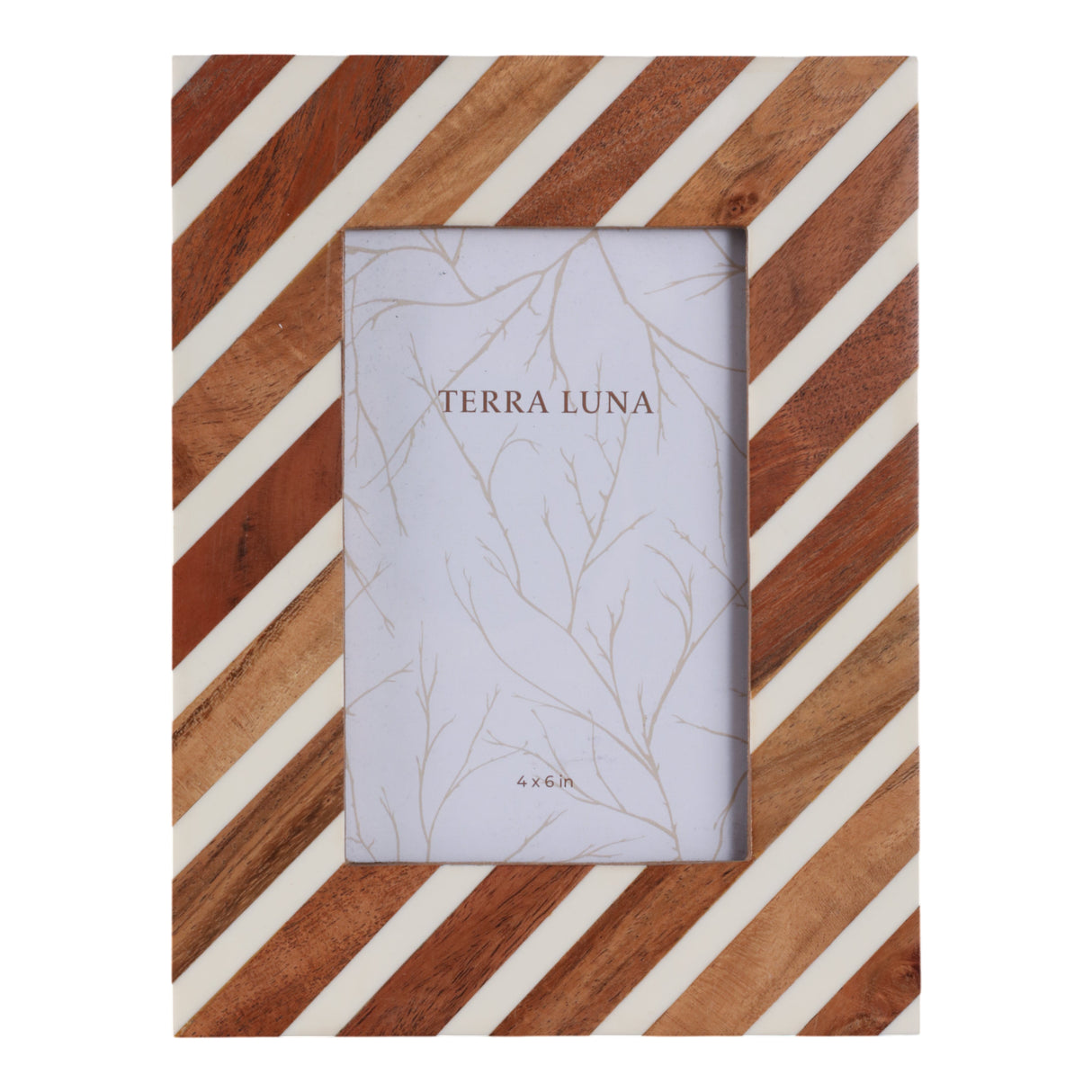 4x6 Diagonal Lines Photo Frame, Natural/ivory
