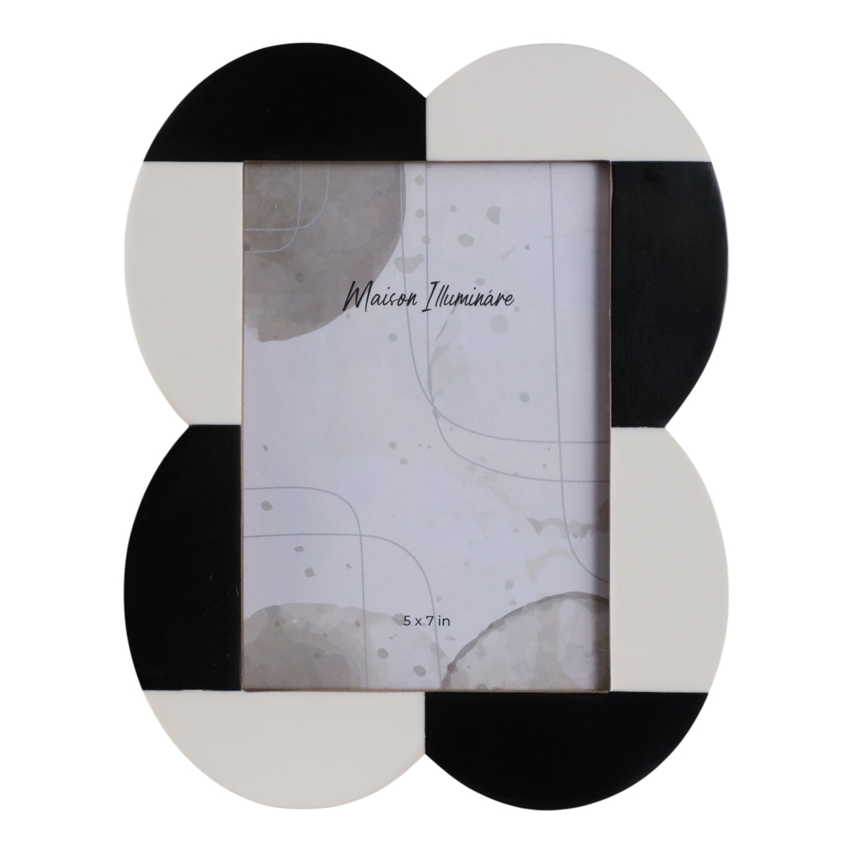 5x7 Large Scallop Photo Frame, Black/white