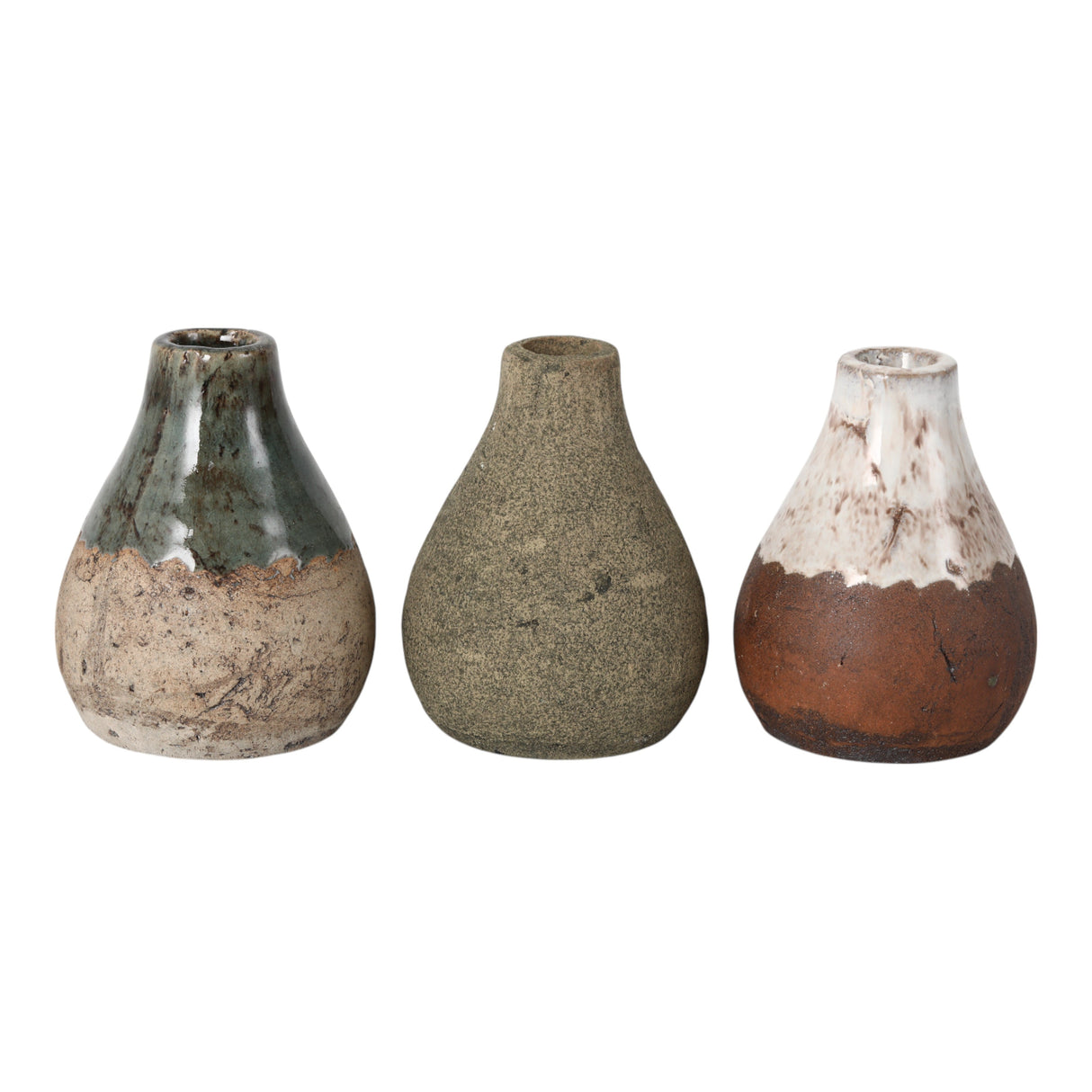 S/3 5x4" Bud Vases, Brown Multi