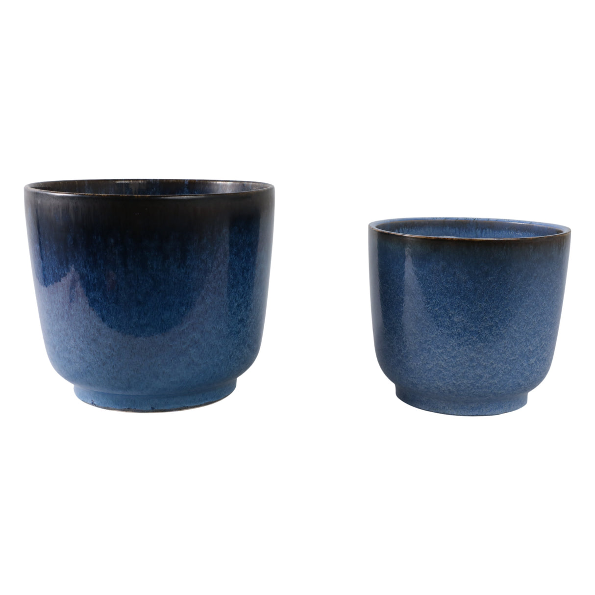S/2 10/12" Reactive Glazed Planters, Blue