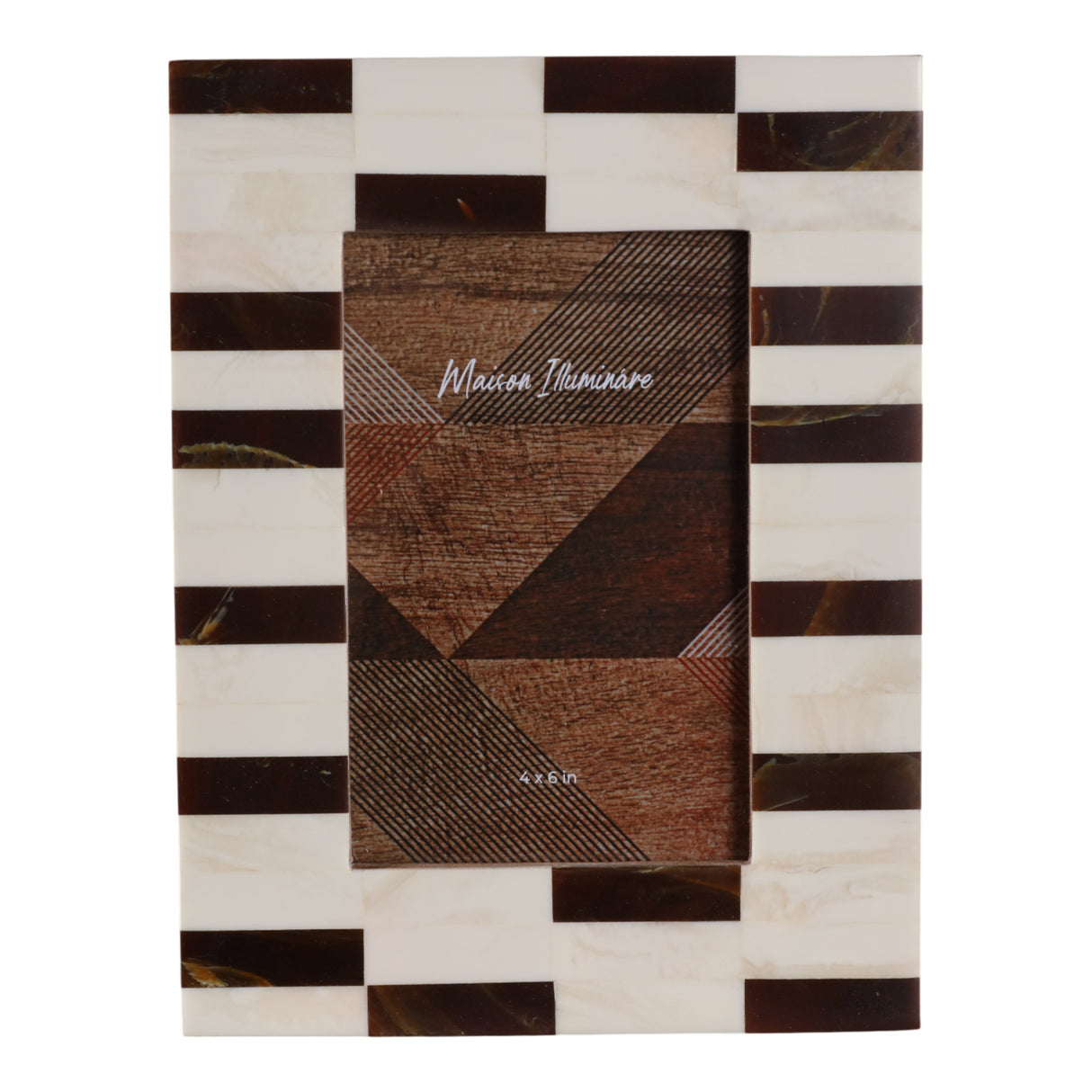 4x6 Small Stripe Photo Frame, Brown/ivory