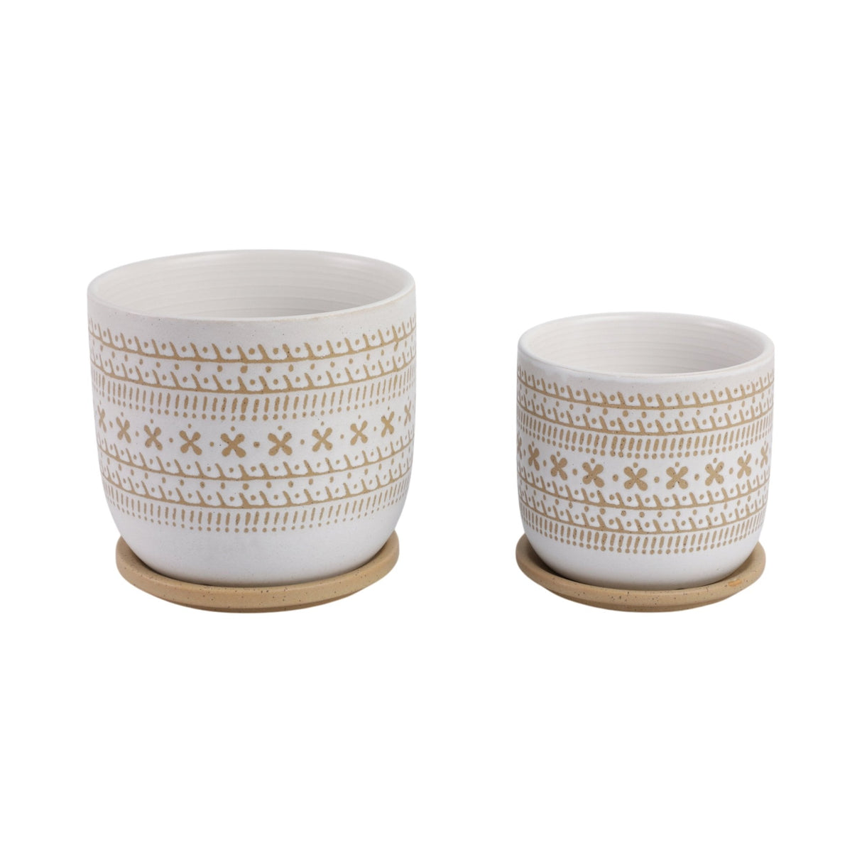 Cer?s/2  6/8" Planter W/ Saucer, Brown