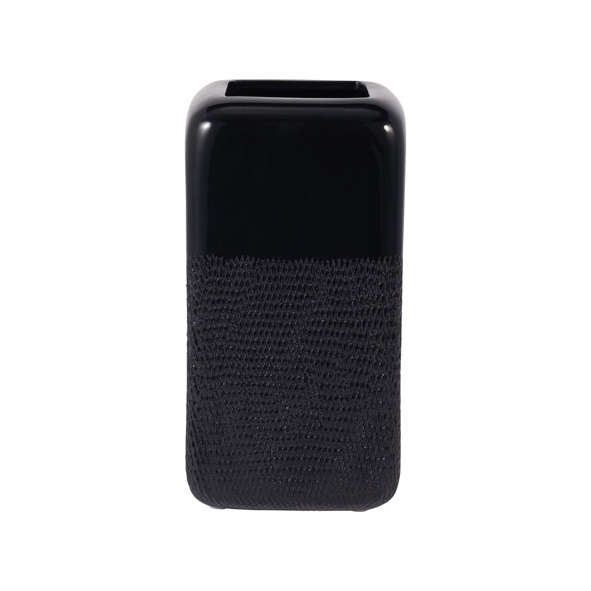 CER, 10" SQUARED GROOVED VASE, BLACK