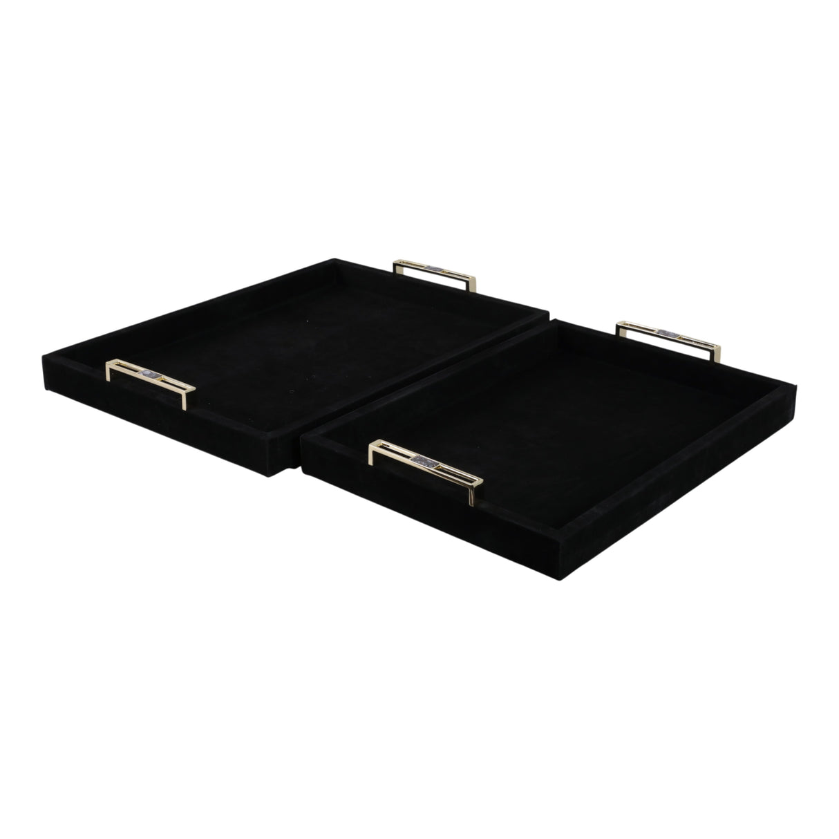 S/2 17/20" RAYNE BLACK SUEDE TRAYS