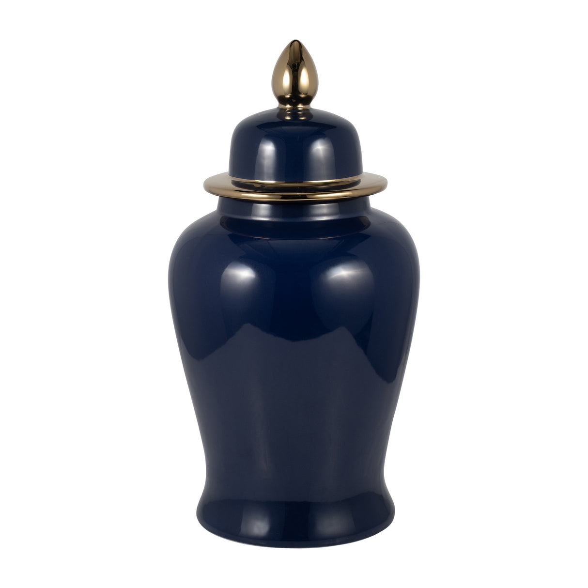 CER, 24" TEMPLE JAR, NAVY/GOLD