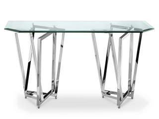 Chrome Plated Rectangular Sofa Table with Glass Top KD