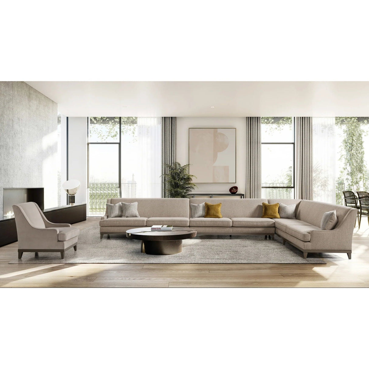 Classy By Noha Albabtain Sectional RAF3+AL+LAF2+Accent Chair