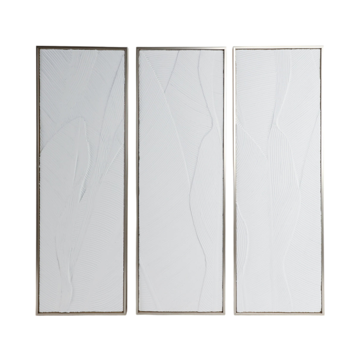 S/3 16X48 BRADENTON WHITE LEAVES WALL DECOR