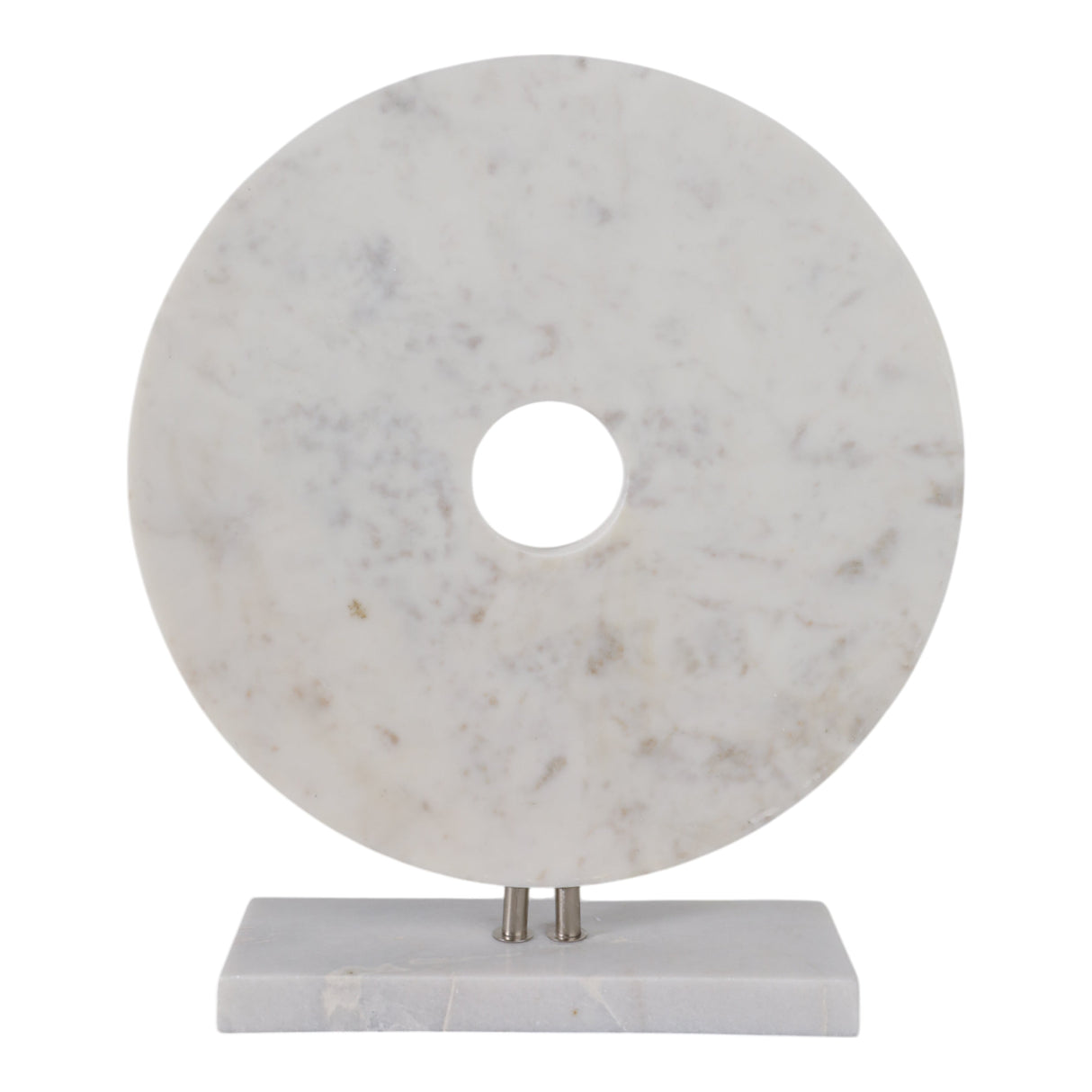 MARBLE 8"H DISK W/ BASE, WHITE