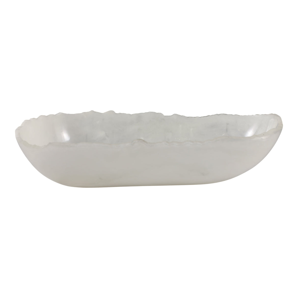 23x9" Raw Edge Marbled Resin Bowl, White