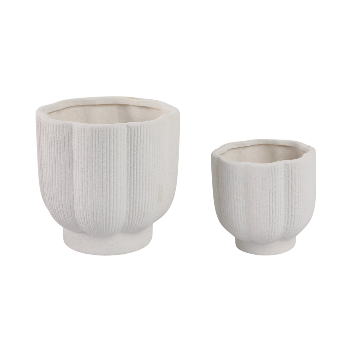 S/2 6/8" Scallop Shaped Planters, White