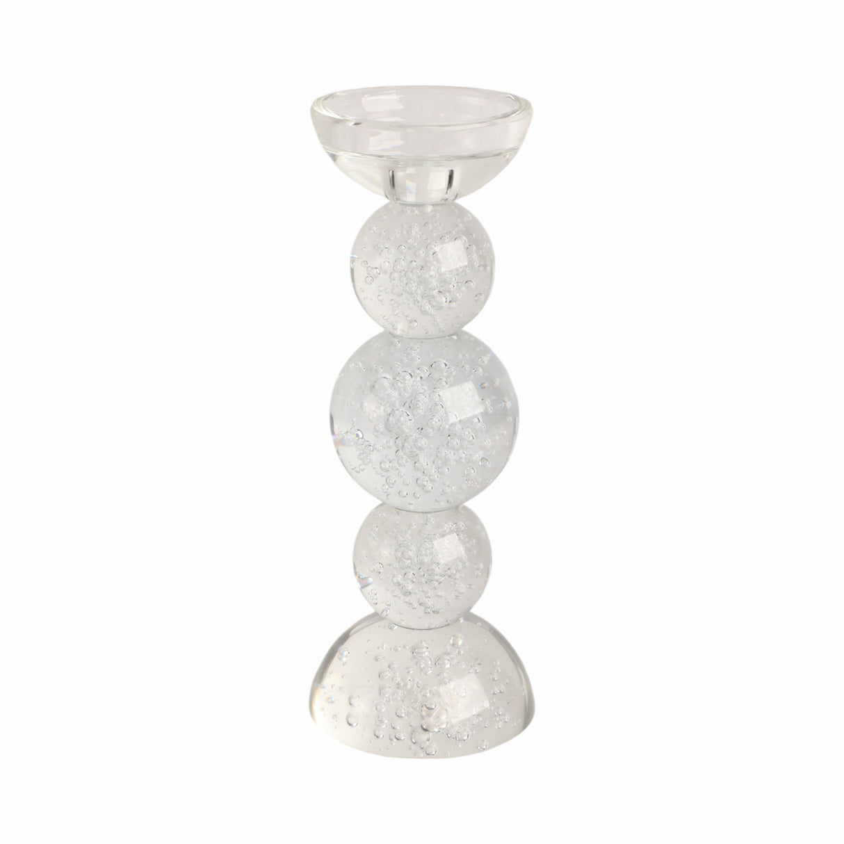 10" MULTI BUBBLE CRYSTAL CANDLE HOLDER W/ TAPER, C