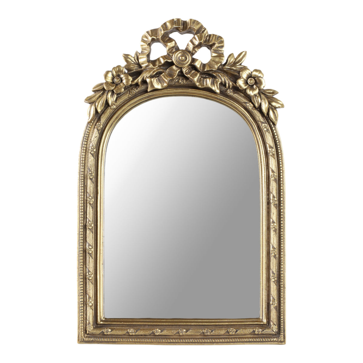 5x7" Mirror In Gilded Bow Arch Frame, Gold